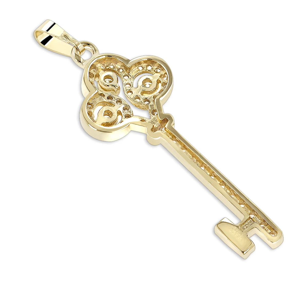 Ladies Necklaces 14K Yellow Gold Diamond Key Pendant 2 Carats 4 Ladies Necklaces 14K Yellow Gold Diamond Key Pendant 2 Carats - Image 4