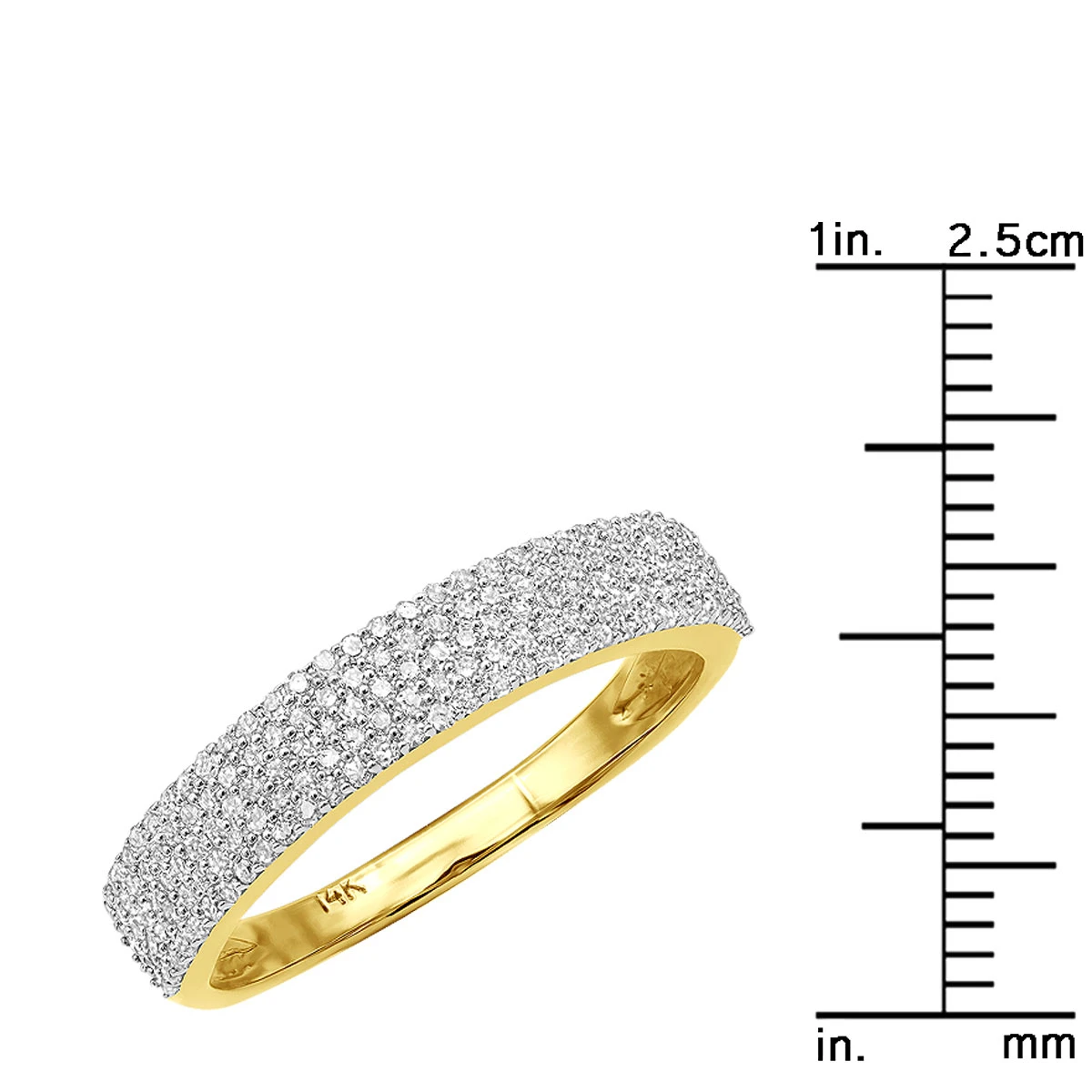 Thin Ladies Pave Diamond Wedding Band 0.54ct 14K Yellow Gold 8 Thin Ladies Pave Diamond Wedding Band 0.54ct 14K Yellow Gold - Image 8