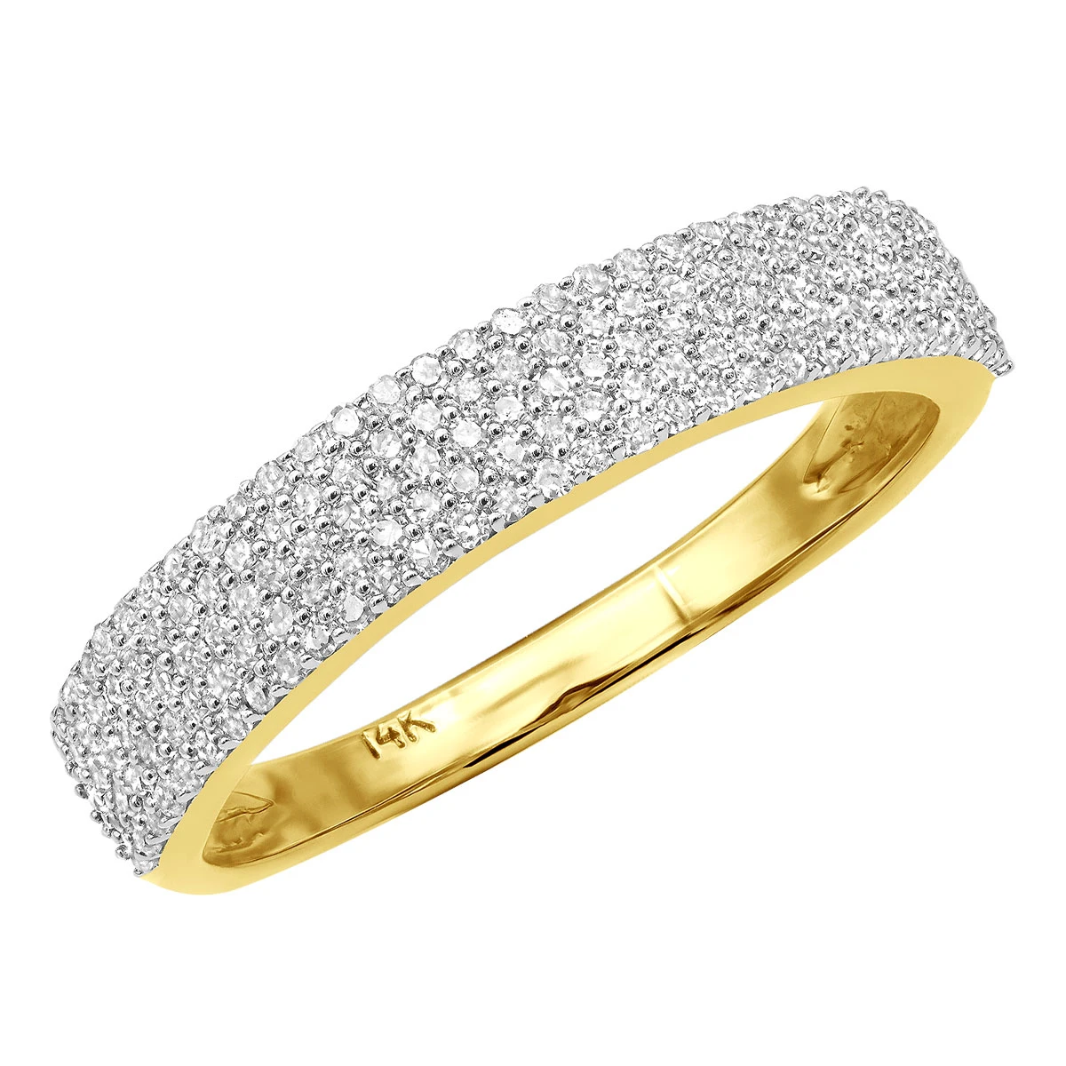 Thin Ladies Pave Diamond Wedding Band 0.54ct 14K Yellow Gold 1 Thin Ladies Pave Diamond Wedding Band 0.54ct 14K Yellow Gold