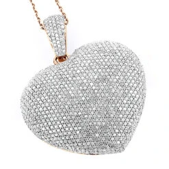Large 14K White Gold Fully Paved Puffed Diamond Heart Pendant Necklace 2.75ct 7 Large 14K White Gold Fully Paved Puffed Diamond Heart Pendant Necklace 2.75ct -Urban Jewels Shop large 14k fully paved diamond heart necklace 375ct p 22371 ro