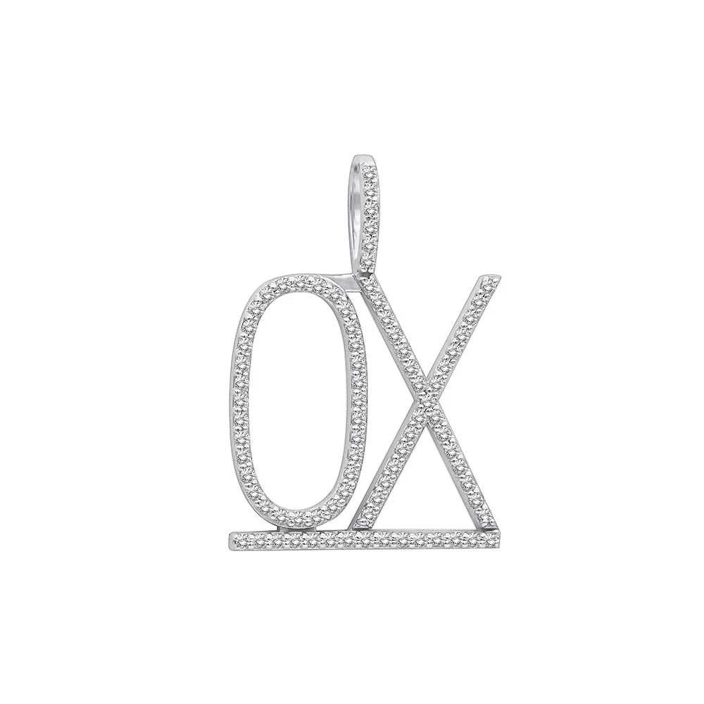 Large Customizable Diamond Initials Pendant For Men & Women 10K White Gold 1 Large Customizable Diamond Initials Pendant For Men & Women 10K White Gold
