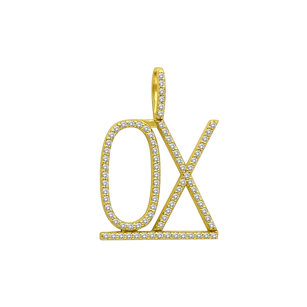 Large Customizable Diamond Initials Pendant For Men & Women 10K White Gold 2 Large Customizable Diamond Initials Pendant For Men & Women 10K White Gold - Image 2