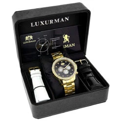 Large Diamond Bezel Watch By Luxurman 2ct Yellow Gold Tone Watch 8 Large Diamond Bezel Watch By Luxurman 2ct Yellow Gold Tone Watch -Urban Jewels Shop large diamond bezel watch by luxurman 2ct yellow gold tone watches 4
