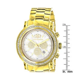 Large Diamond Bezel Watch For Men Yellow Gold Plated 2.5c Luxurman Escalade -Urban Jewels Shop large diamond bezel watch for men yellow gold plated 25c luxurman escalade ruler