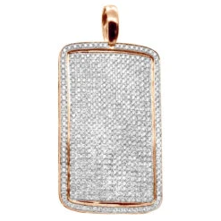 Large Diamond Dog Tag Pendant 14K White Gold Fully Iced Out Design 10.5ct -Urban Jewels Shop large diamond dog tag pendant in 14k gold fully iced out design 10 5ct rose