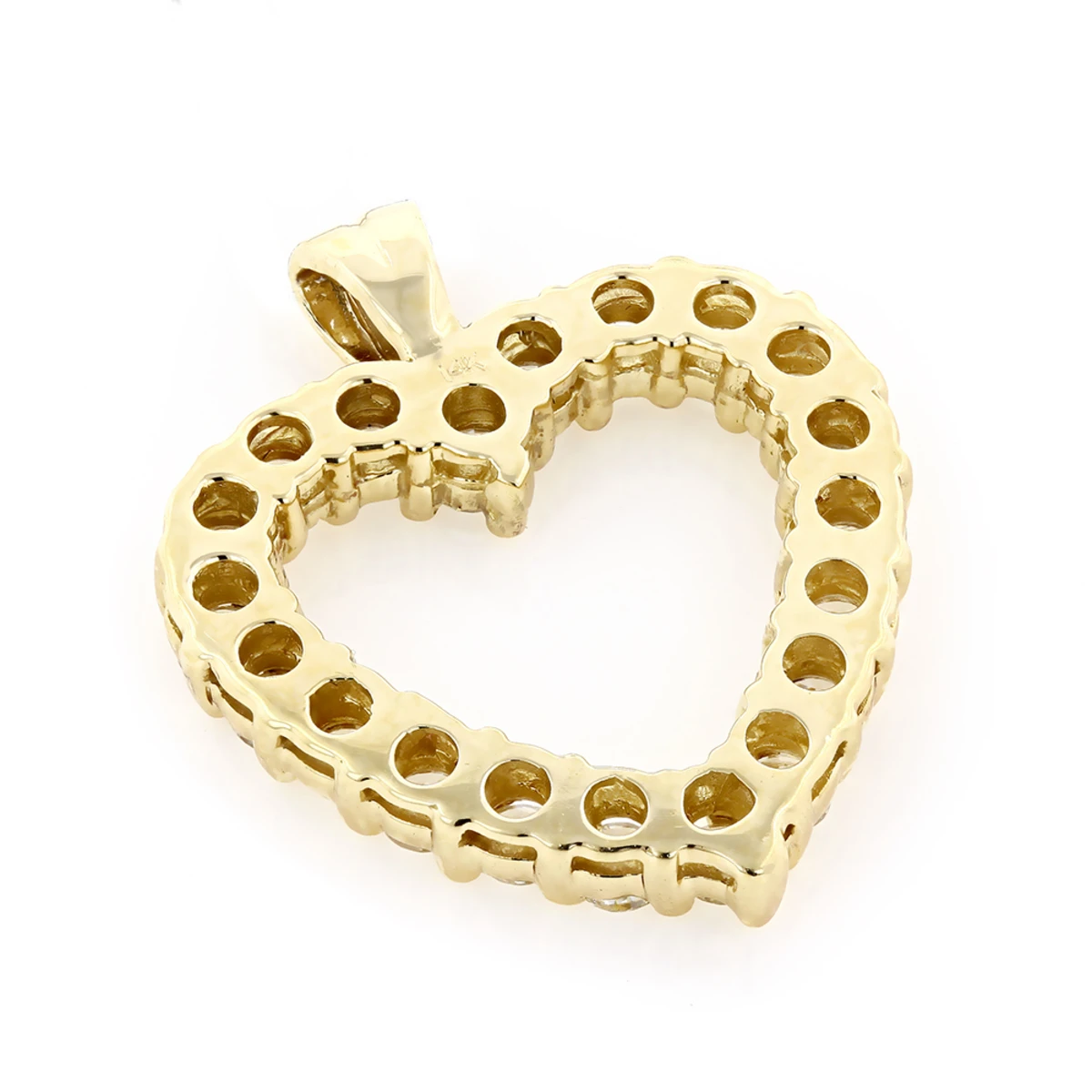 Large Diamond Heart Necklace 14K Yellow Gold 3.0ct 4 Large Diamond Heart Necklace 14K Yellow Gold 3.0ct - Image 4