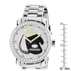 Large Diamond Men's Watch With Boxing Gloves 4 CT Luxurman Southpaw Edition -Urban Jewels Shop large diamond mens watch with boxing gloves 45ct luxurman southpaw edition ruler