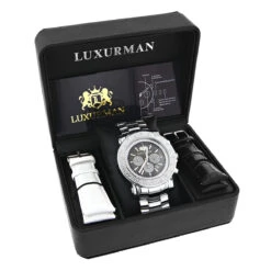 Large Face Luxurman Diamond Watch Chronograph 0.25ct For Men -Urban Jewels Shop large face watches for men luxurman diamond watch chronograph 025ct 4 1