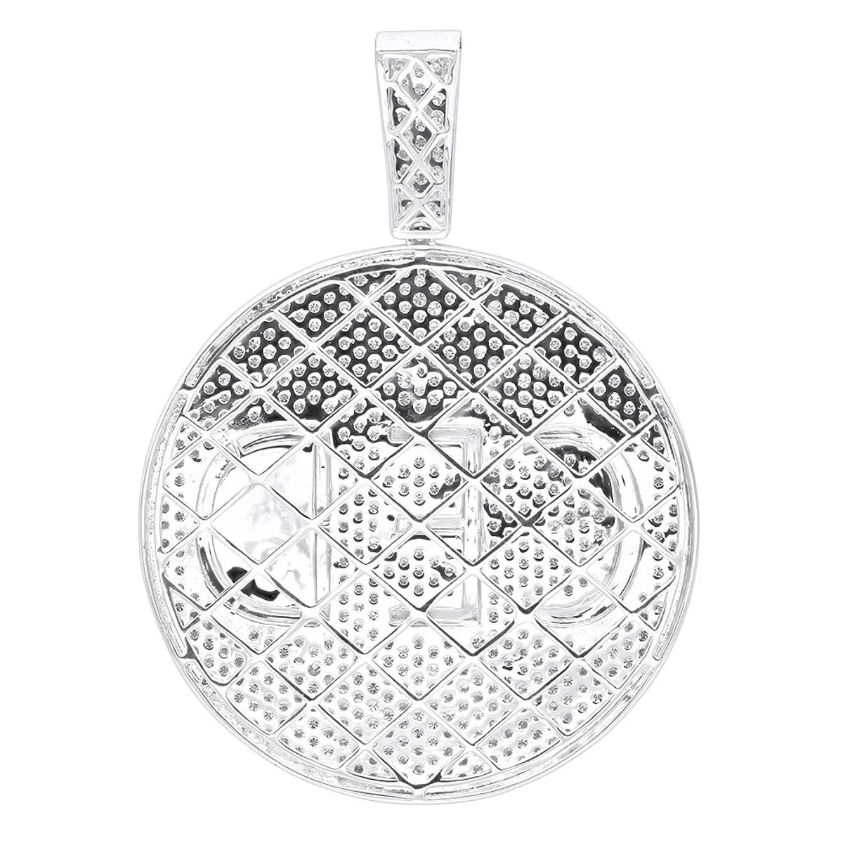 Large Iced Out Custom Diamond Medallion Pendant For Men 14K White Gold 10 Carats 2 Large Iced Out Custom Diamond Medallion Pendant For Men 14K White Gold 10 Carats - Image 2