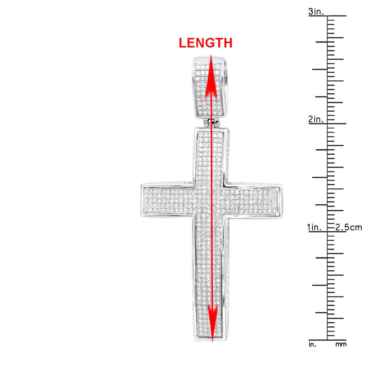 Large Iced Out Diamond Cross Pendant For Men 14K White Gold Side Diamonds 8 Large Iced Out Diamond Cross Pendant For Men 14K White Gold Side Diamonds - Image 8