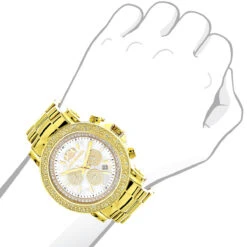 Large Luxurman Men's Watch With Diamonds 0.25ct Yellow Gold Plated Escalade 48mm 7 Large Luxurman Men's Watch With Diamonds 0.25ct Yellow Gold Plated Escalade 48mm -Urban Jewels Shop large luxurman mens watch with diamonds 025ct yellow gold plated escalade bod