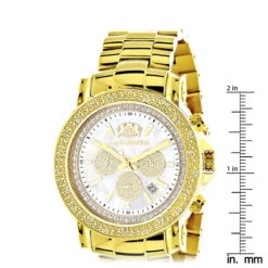 Large Luxurman Men's Watch With Diamonds 0.25ct Yellow Gold Plated Escalade 48mm 9 Large Luxurman Men's Watch With Diamonds 0.25ct Yellow Gold Plated Escalade 48mm -Urban Jewels Shop large luxurman mens watch with diamonds 025ct yellow gold plated escalade ruler