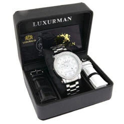 Large Men's Diamond Luxurman Phantom VS Diamonds Watch 4 Ct 8 Large Men's Diamond Luxurman Phantom VS Diamonds Watch 4 Ct -Urban Jewels Shop large mens diamond watches luxurman phantom vs diamonds watch 45ct box
