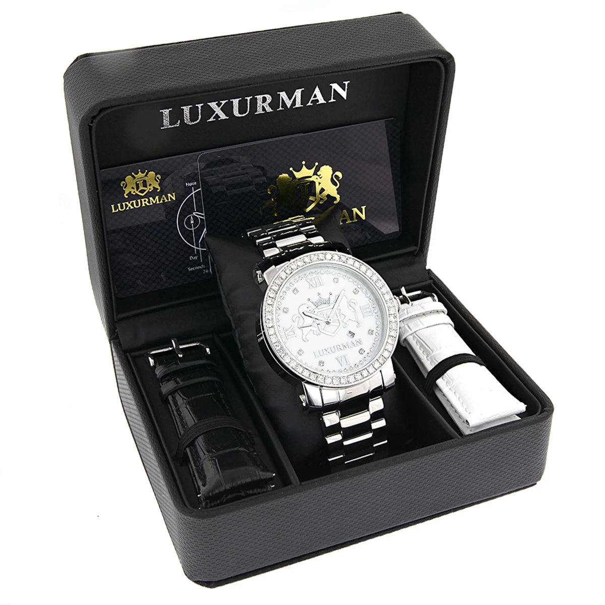 Large Men's Diamond Luxurman Phantom VS Diamonds Watch 4 Ct 4 Large Men's Diamond Luxurman Phantom VS Diamonds Watch 4 Ct - Image 4