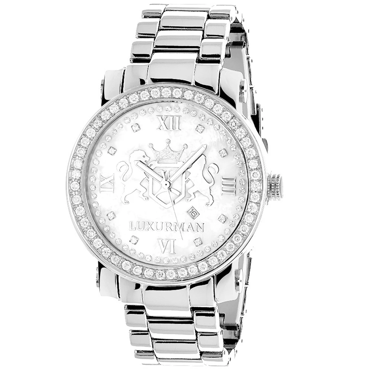 Large Men's Diamond Luxurman Phantom VS Diamonds Watch 4 Ct 1 Large Men's Diamond Luxurman Phantom VS Diamonds Watch 4 Ct