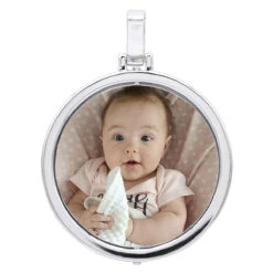 Large Personalized Diamond Circle Photo Pendant 14K Yellow Gold Round Picture Medallion -Urban Jewels Shop large personalized diamond circle photo pendant 14k gold round picture medallion 000941 back white