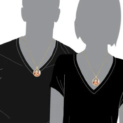 Large Personalized Diamond Circle Photo Pendant 14K Yellow Gold Round Picture Medallion -Urban Jewels Shop large personalized diamond circle photo pendant 14k gold round picture medallion 000941 body yellow