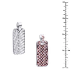 Customizable Red Diamonds Or Rubies Dog Tag Pendant 14K White Gold 2in Large -Urban Jewels Shop large solid 14k gold red diamonds or rubies dog tag pendant 75ct 000040 r ruler white