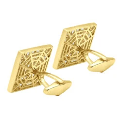 Luccello Designer 14K White Gold & Diamond Cufflinks For Men Gold Cuff Links 7.47ct 14 Luccello Designer 14K White Gold & Diamond Cufflinks For Men Gold Cuff Links 7.47ct -Urban Jewels Shop luccello designer gold cuff links with diamonds 747ct 14k p 48168 back yellow