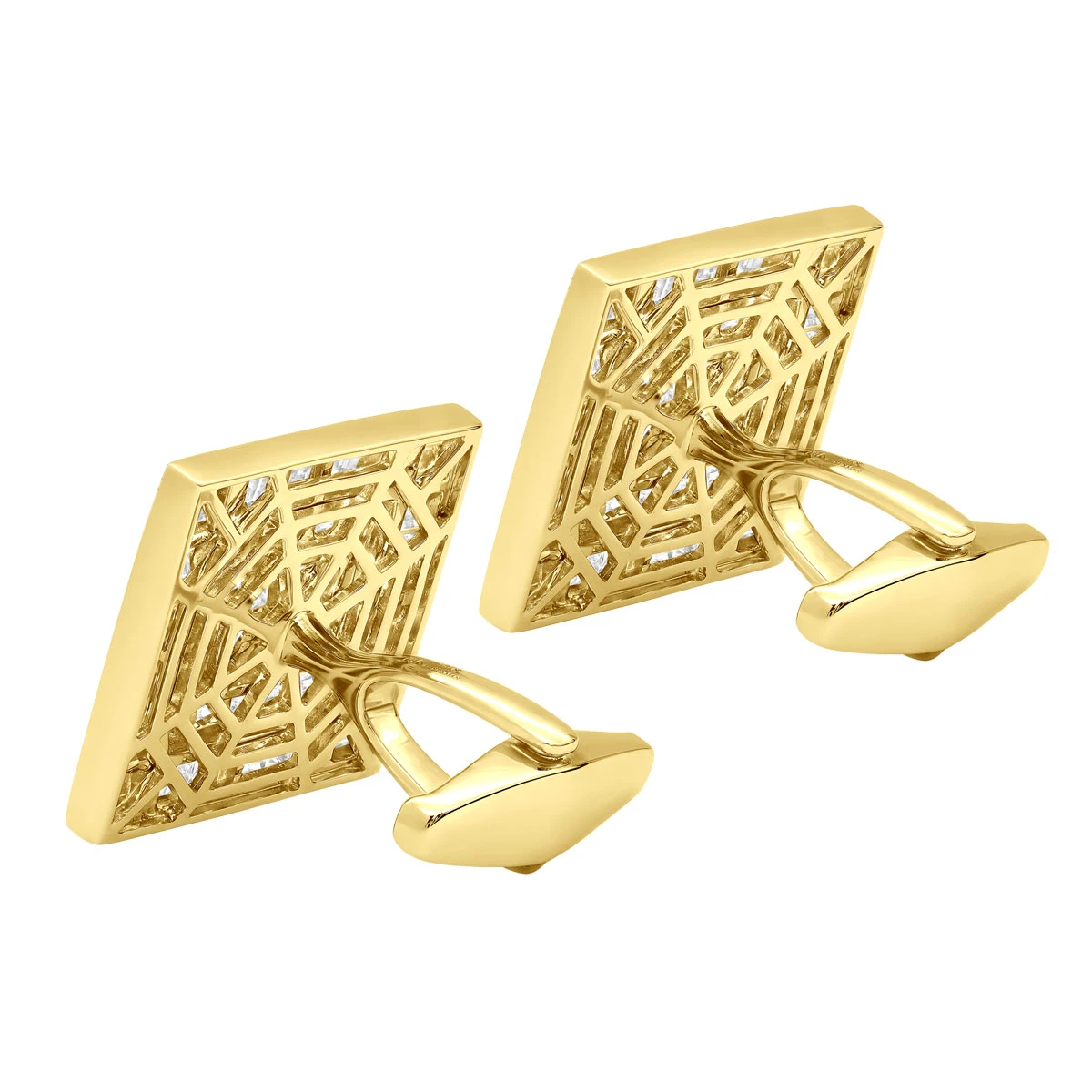 Luccello Designer 14K White Gold & Diamond Cufflinks For Men Gold Cuff Links 7.47ct 5 Luccello Designer 14K White Gold & Diamond Cufflinks For Men Gold Cuff Links 7.47ct - Image 5