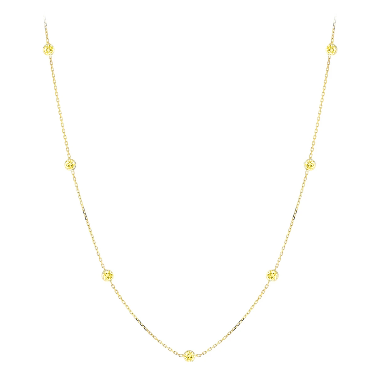 Luxurman 14K Yellow Gold Chain Necklace With Yellow Diamonds By The Yard 0.7ct 1 Luxurman 14K Yellow Gold Chain Necklace With Yellow Diamonds By The Yard 0.7ct
