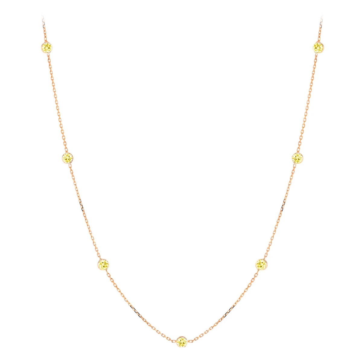 Luxurman 14K Yellow Gold Chain Necklace With Yellow Diamonds By The Yard 0.7ct 3 Luxurman 14K Yellow Gold Chain Necklace With Yellow Diamonds By The Yard 0.7ct - Image 3