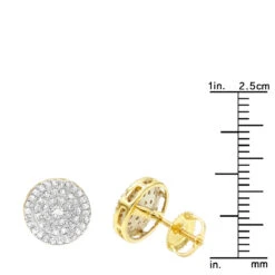 Luxurman 14K Yellow Gold Pave Round Diamond Cluster Earrings Studs 1/2 Carat -Urban Jewels Shop luxurman 14k gold pave round diamond cluster earrings studs 12 carat rulerye