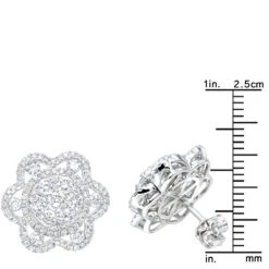 LUXURMAN 14K White Gold Unique Flower Ladies Diamond Cluster Stud Earrings 2.2ct 11 LUXURMAN 14K White Gold Unique Flower Ladies Diamond Cluster Stud Earrings 2.2ct -Urban Jewels Shop luxurman 14k gold unique flower ladies diamond cluster stud earrings 22ct rulerwh