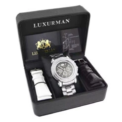 Luxurman Big Diamond Watch For Men 2.5ct Black MOP Escalade W Chronograph -Urban Jewels Shop luxurman big diamond watch for men 25ct black mop escalade w chronograph box white 20221011