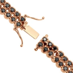 Luxurman Black Diamond 2 Row Men's Diamond Tennis Bracelet Solid 10K Black Plated Gold 7ctw -Urban Jewels Shop luxurman black diamond bracelets 2 row mens diamond tennis bracelet 7ctw clasp rose