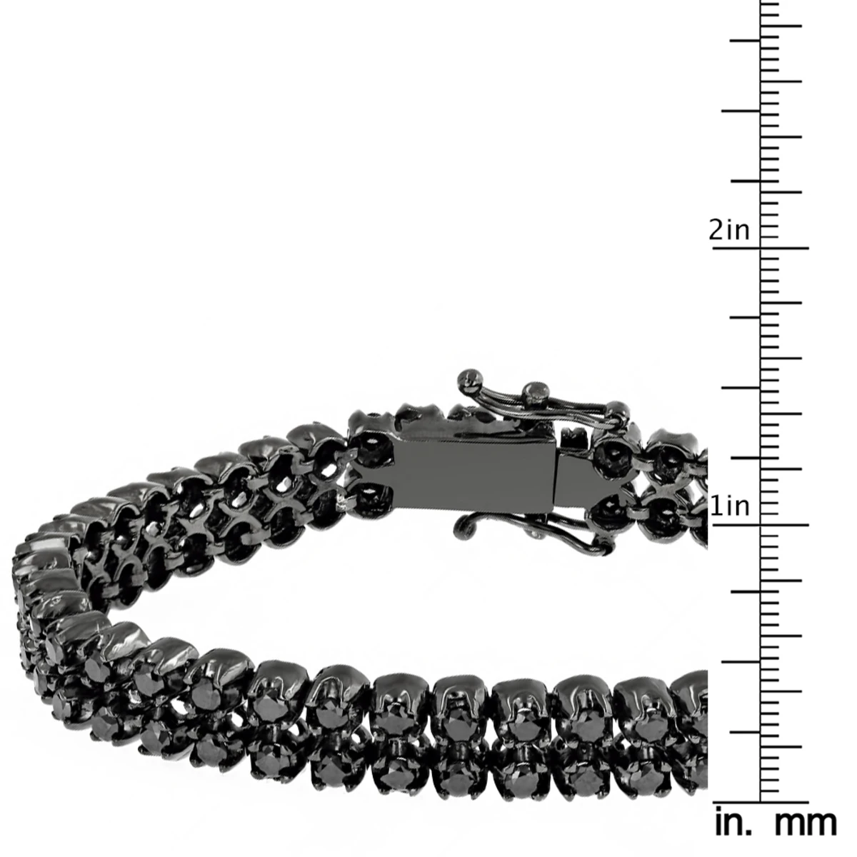 2 Row Prong Set Black Diamond Tennis Bracelet For Men In Sterling Silver 7ct 4 2 Row Prong Set Black Diamond Tennis Bracelet For Men In Sterling Silver 7ct - Image 4