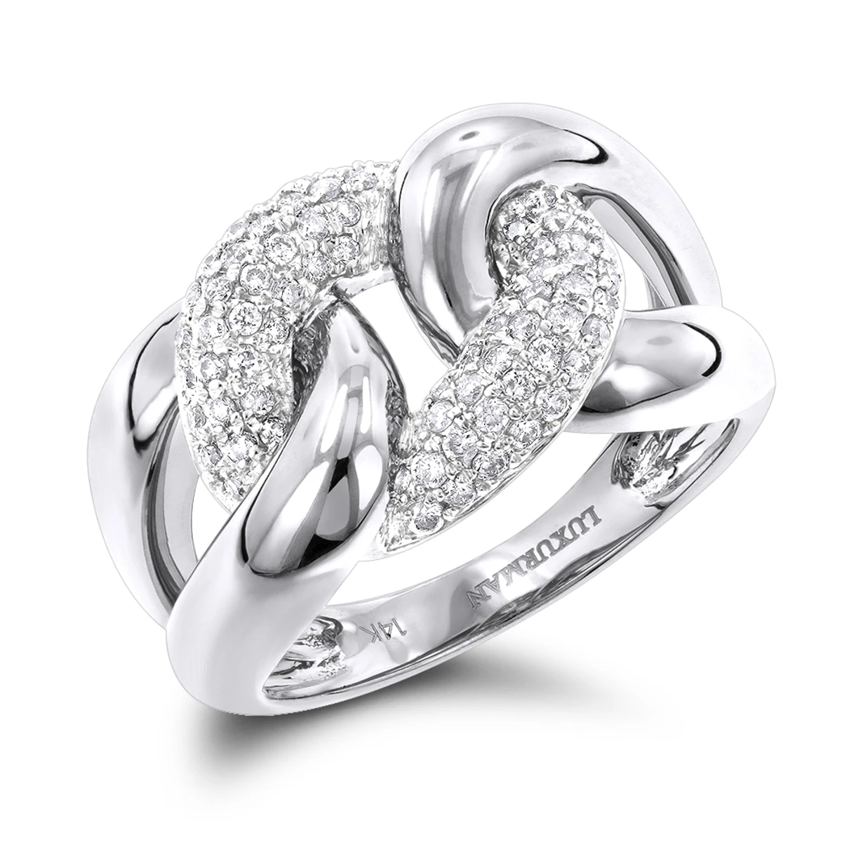 Luxurman Cocktail Love Knot Cuban Link Diamond Ring For Women 1/2ct 2 Luxurman Cocktail Love Knot Cuban Link Diamond Ring For Women 1/2ct - Image 2