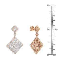 Luxurman Designer Square Diamond Drop Earrings For Women 4 Carat 14K Rose Gold -Urban Jewels Shop luxurman designer square diamond drop earrings for women 4 carat 14k gold rulerro