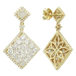 Luxurman Designer Square Diamond Drop Earrings For Women 4 Carat 14K Rose Gold -Urban Jewels Shop luxurman designer square diamond drop earrings for women 4 carat 14k gold ye