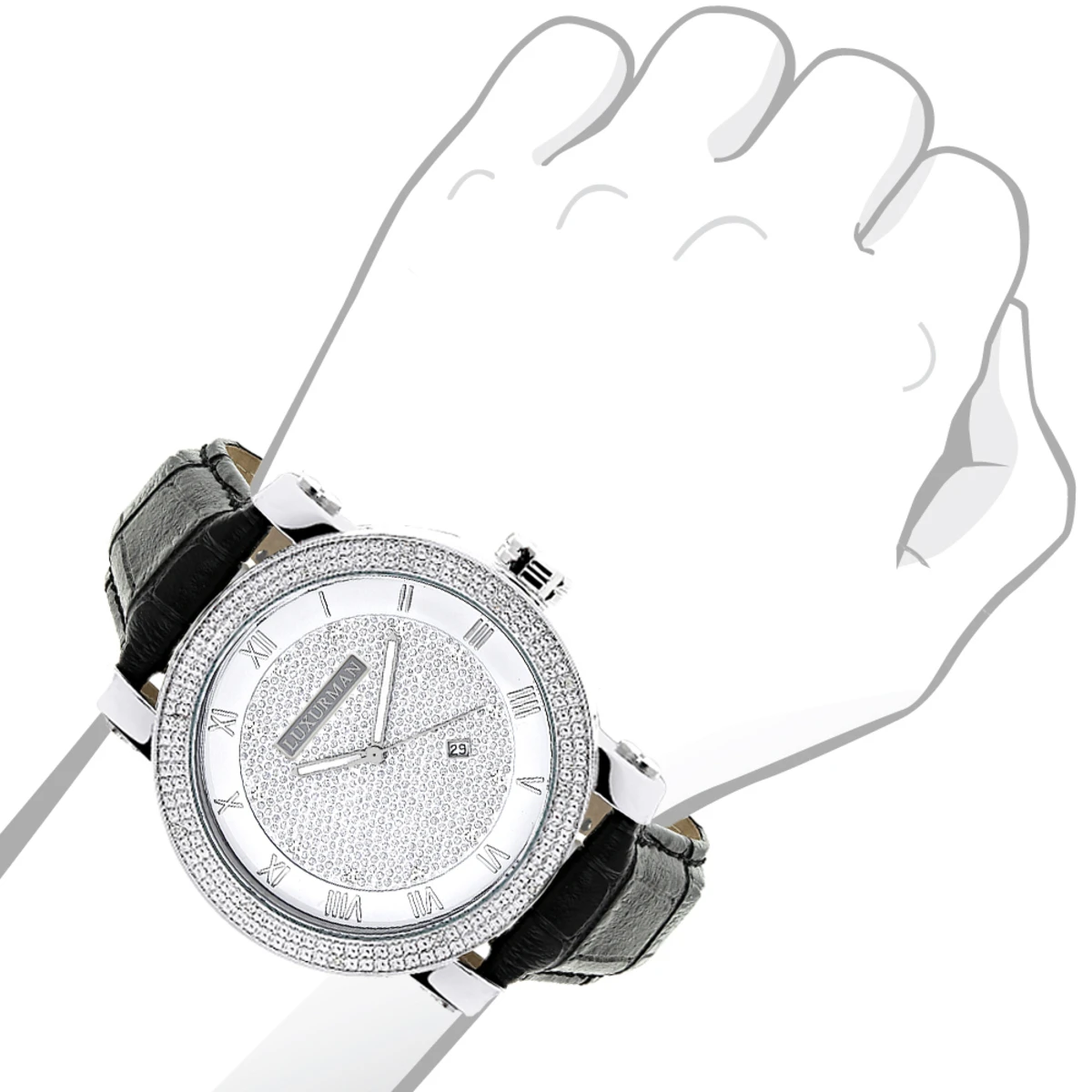 Luxurman Diamond Men's VS Diamond Watch .18ct 3 Luxurman Diamond Men's VS Diamond Watch .18ct - Image 3