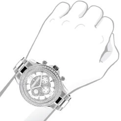 Luxurman Diamond White Gold Plated Diamond Watch 2ct -Urban Jewels Shop luxurman diamond watches white gold plated diamond watch 2ct 3