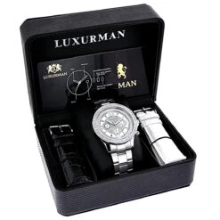 Luxurman Diamond White Gold Plated Diamond Watch 2ct -Urban Jewels Shop luxurman diamond watches white gold plated diamond watch 2ct 4