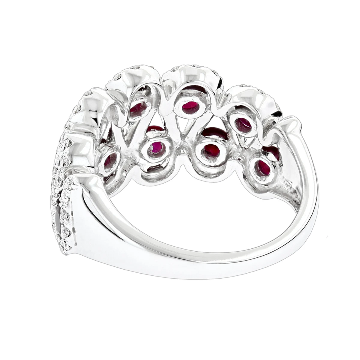 Luxurman Diamonds And Ruby Ladies Cocktail Ring 14K White Gold 1ct 4 Luxurman Diamonds And Ruby Ladies Cocktail Ring 14K White Gold 1ct - Image 4