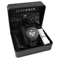 Luxurman Escalade Men's Black Diamond Watch Oversized Chronograph 4.75ct 8 Luxurman Escalade Men's Black Diamond Watch Oversized Chronograph 4.75ct -Urban Jewels Shop luxurman escalade mens black diamond watch oversized chronograph 475ct box