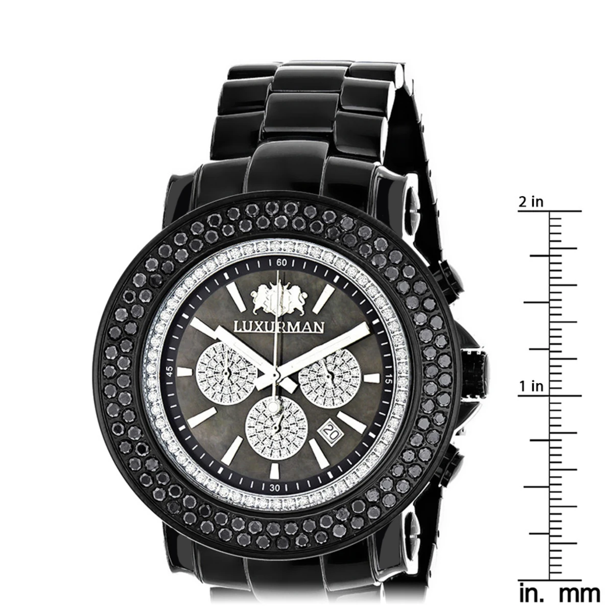 Luxurman Escalade Men's Black Diamond Watch Oversized Chronograph 4.75ct 5 Luxurman Escalade Men's Black Diamond Watch Oversized Chronograph 4.75ct - Image 5