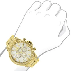 Luxurman Iced Out Men's Diamond Liberty Watch 1.25ct Yellow Gold Plated -Urban Jewels Shop luxurman iced out mens diamond liberty watch 125ct yellow gold plated 3