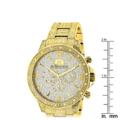 Luxurman Iced Out Men's Diamond Liberty Watch 1.25ct Yellow Gold Plated -Urban Jewels Shop luxurman iced out mens diamond liberty watch 125ct yellow gold plated ruler