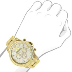 Luxurman Iced Out Men's Diamond Watch 3ct Yellow Gold Plated Liberty -Urban Jewels Shop luxurman iced out mens diamond watch 3ct yellow gold plated liberty bod