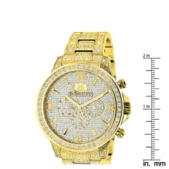 Luxurman Iced Out Men's Diamond Watch 3ct Yellow Gold Plated Liberty -Urban Jewels Shop luxurman iced out mens diamond watch 3ct yellow gold plated liberty ruler