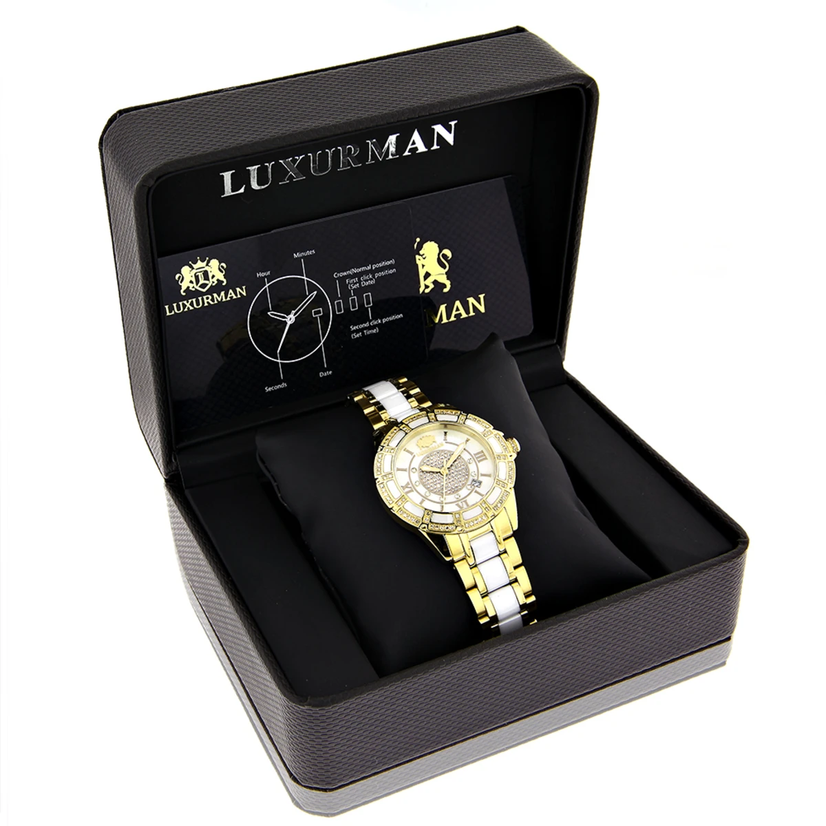 Luxurman Ladies Diamond Ceramic Watch 1.25ct White MOP Galaxy Yellow Gold 2 Luxurman Ladies Diamond Ceramic Watch 1.25ct White MOP Galaxy Yellow Gold - Image 2
