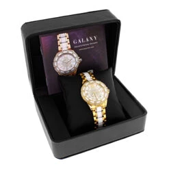 Luxurman Ladies Diamond Ceramic Watch 1.25ct White MOP Galaxy Yellow Gold 10 Luxurman Ladies Diamond Ceramic Watch 1.25ct White MOP Galaxy Yellow Gold -Urban Jewels Shop luxurman ladies diamond ceramic watch 125ct white mop galaxy yellow box
