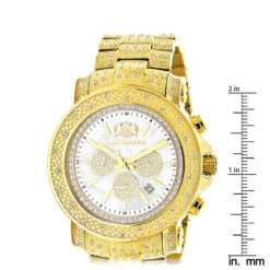 Luxurman Large Iced Out Men's Diamond Watch Yellow Gold Plated White MOP 2ct -Urban Jewels Shop luxurman large iced out mens diamond watch yellow gold plated white mop 2ct ruler
