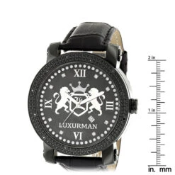 Luxurman Large Black Diamond Watch For Men With Leather Band 0.12ct -Urban Jewels Shop luxurman large watches black diamond watch for men with leather band 012ct ruler
