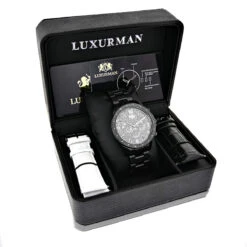Luxurman Liberty Black Diamond Watch For Men 1/4ct -Urban Jewels Shop luxurman liberty black diamond watch for men 14ct box