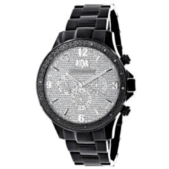 Luxurman Liberty Black Diamond Watch For Men 1/4ct